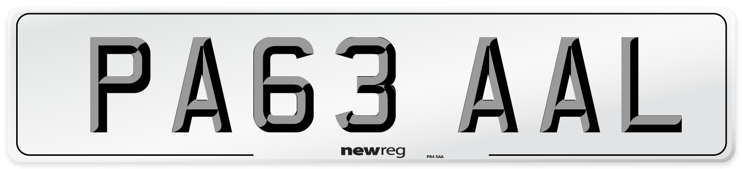 PA63 AAL Number Plate from New Reg